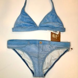 🔥SOLD🔥 NWT Ocean Pacific Bikini Blue Corduroy Size Medium VINTAGE  RARE!
